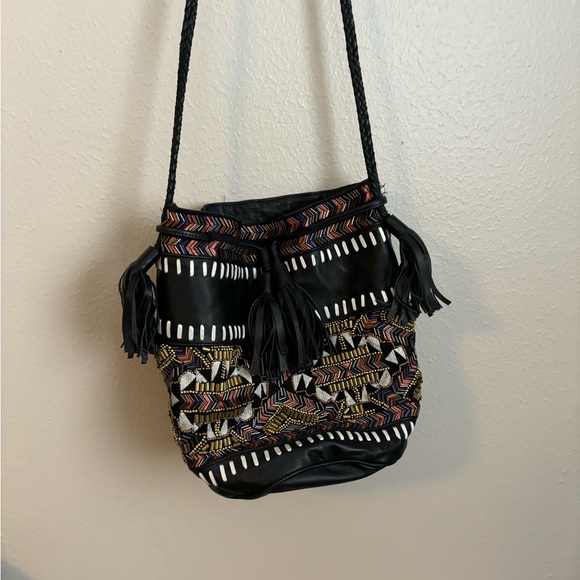 Anthropologie Black and Gold Embroidered Shoulder Bag - Picture 8 of 11